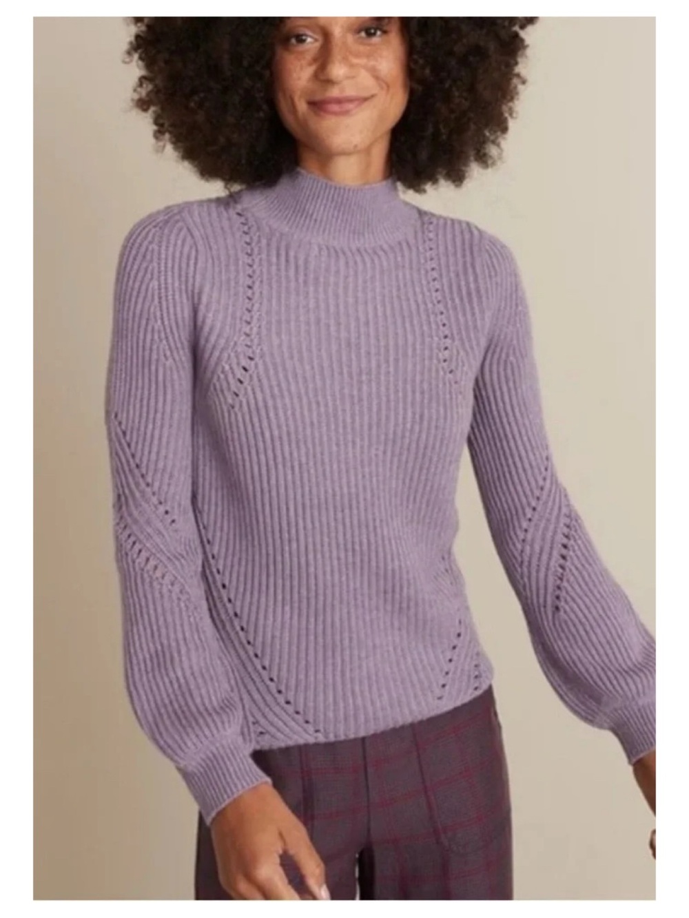 Marine Layer Erin Wool Blend Turtleneck Sweater S Purple